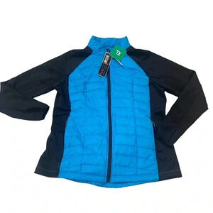 32 Degrees Ultra Light Down Black Blue Full Zip Jacket Women’s size XL New